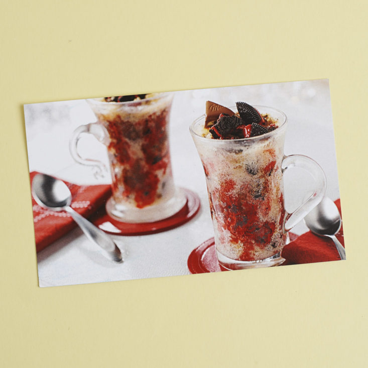 Front of recipe card for Hot & Spicy OREO Mug Cake