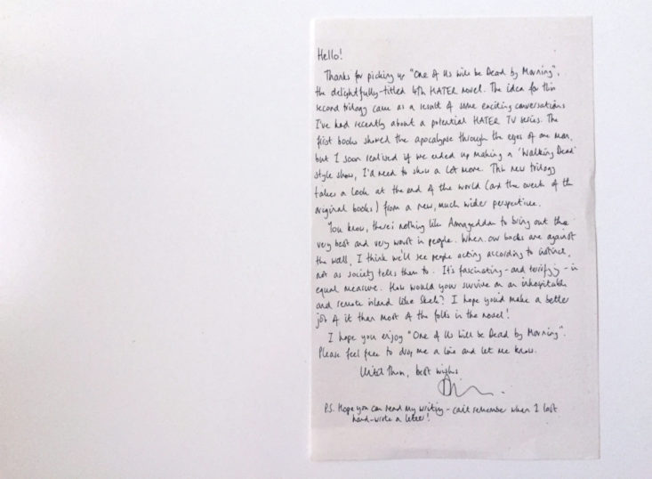 handwritten letter by David Moody