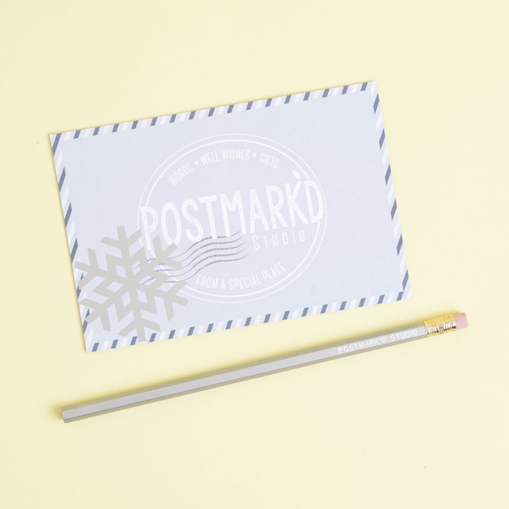 Postmark'd Studip postcard and pencil