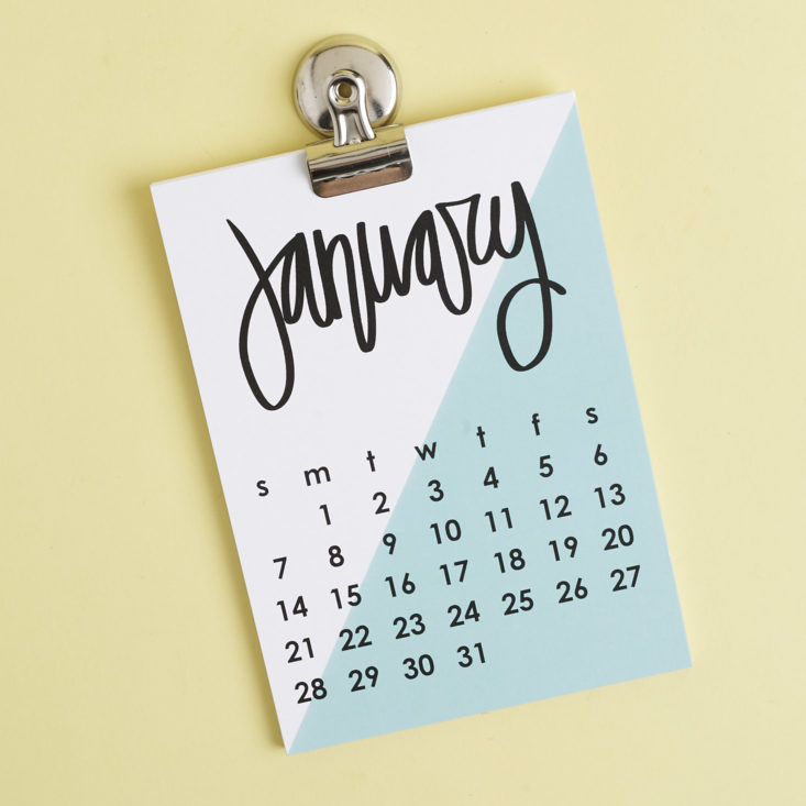 2018 Calendar with Magnetic clip affixed