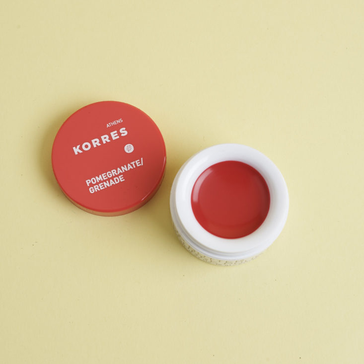 Korres Pomegranate Lip Butter with lid off
