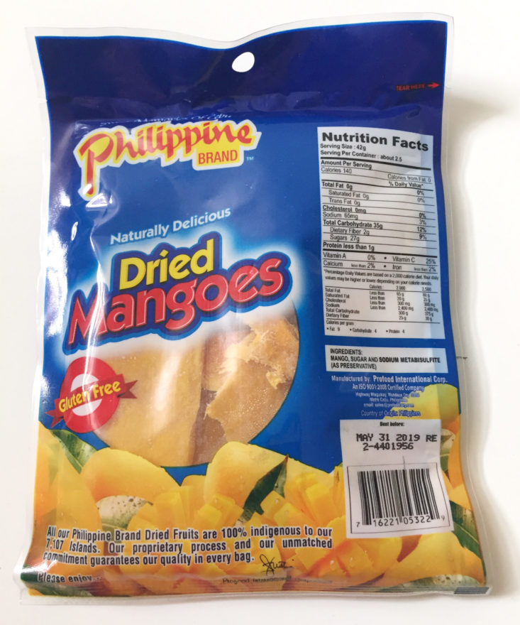 Philippine Brand Dried Mangoes back back