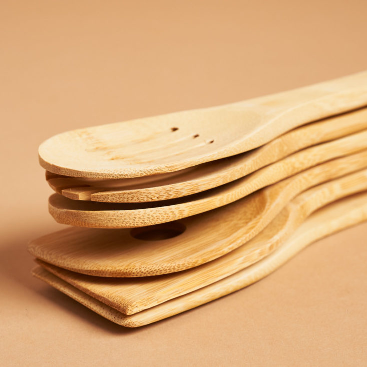 wooden utensils stacked