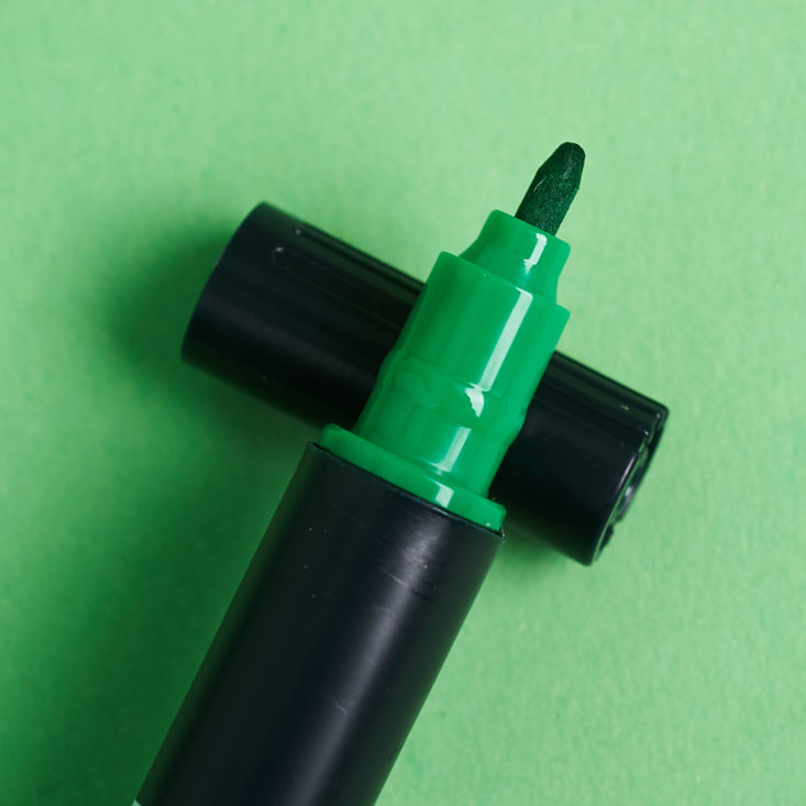 green tip of a brush pen