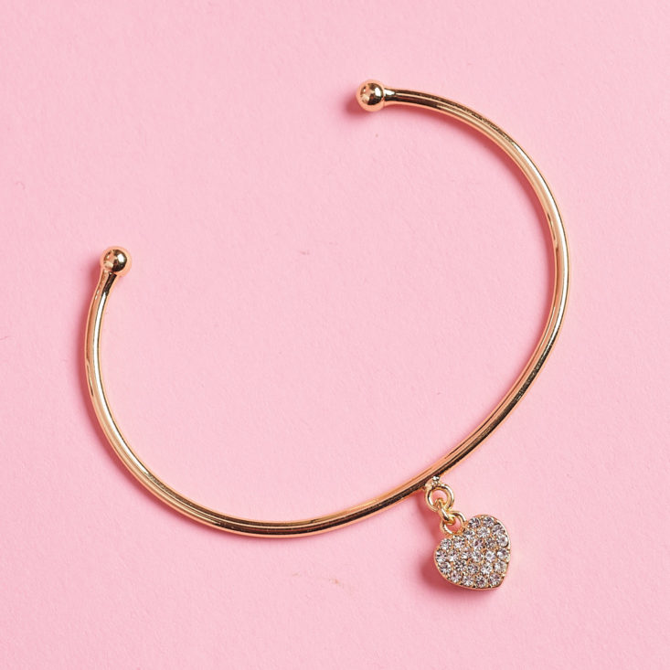 gold and rhinestone heart charm bracelet