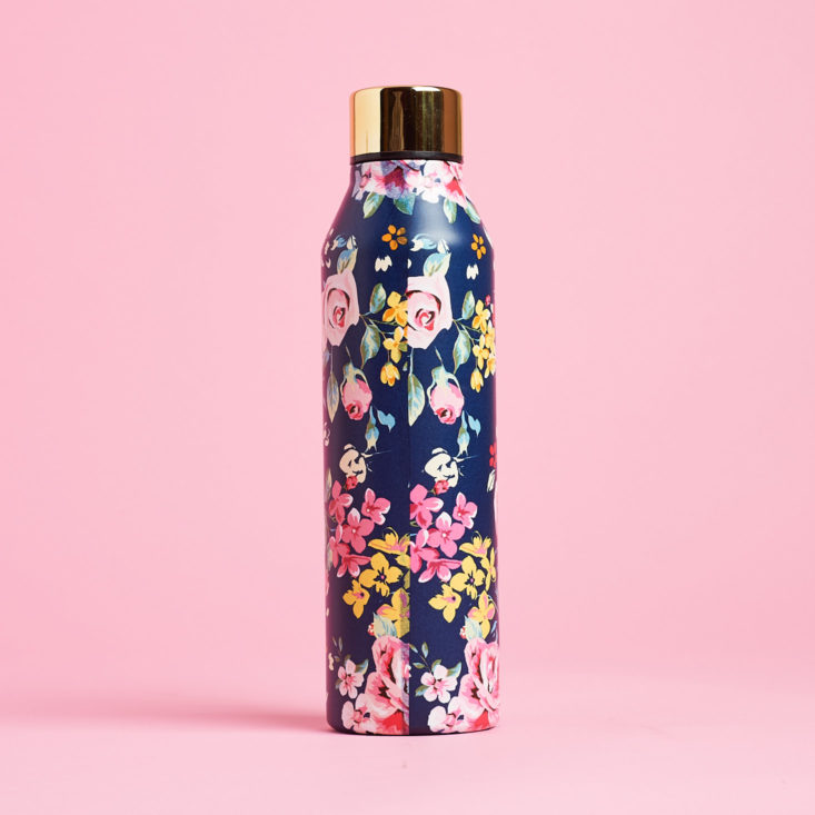 floral print stainless steel water bottle with gold cap