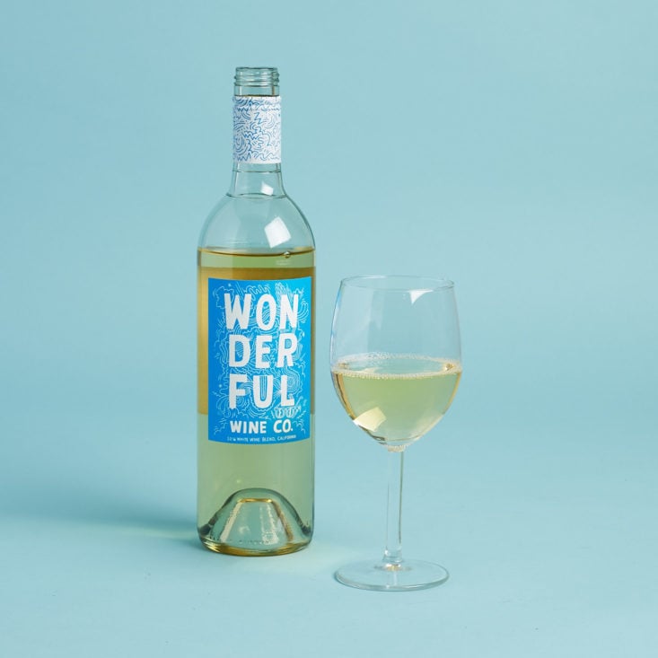 Wonderful Wine Co 2016 White Wine Blend with glass
