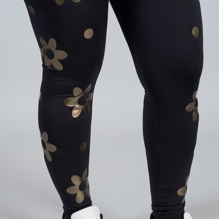 metallic daisies on black leggings