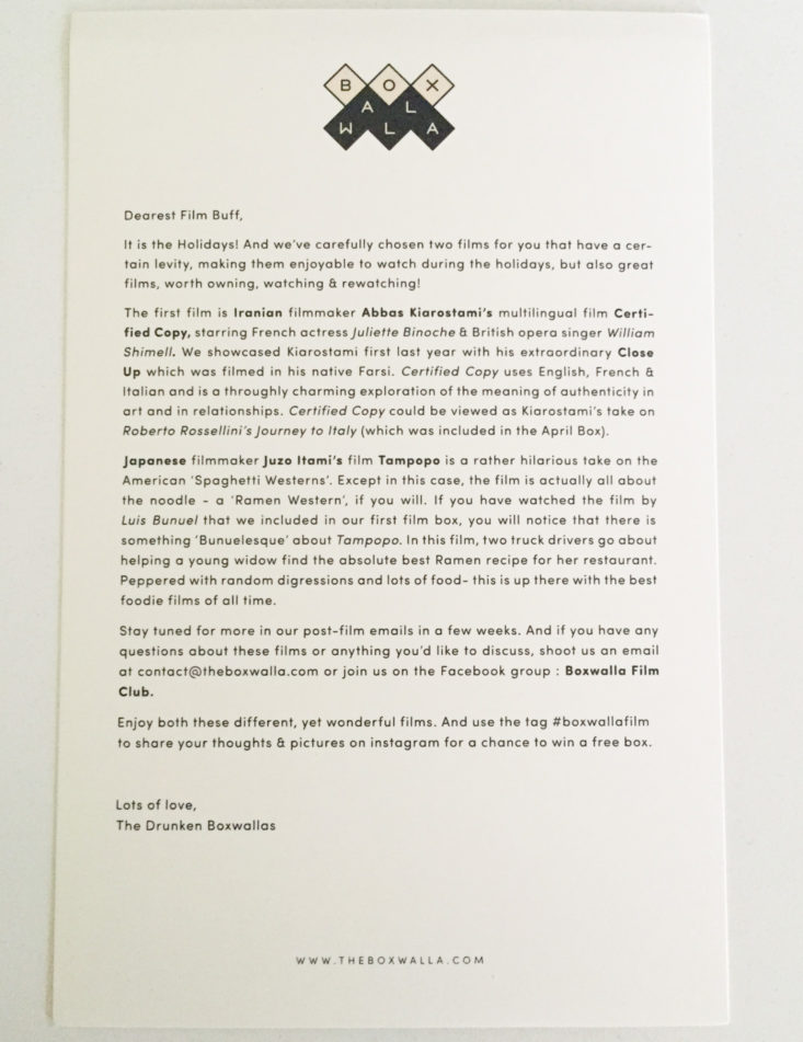 Boxwalla Film letter