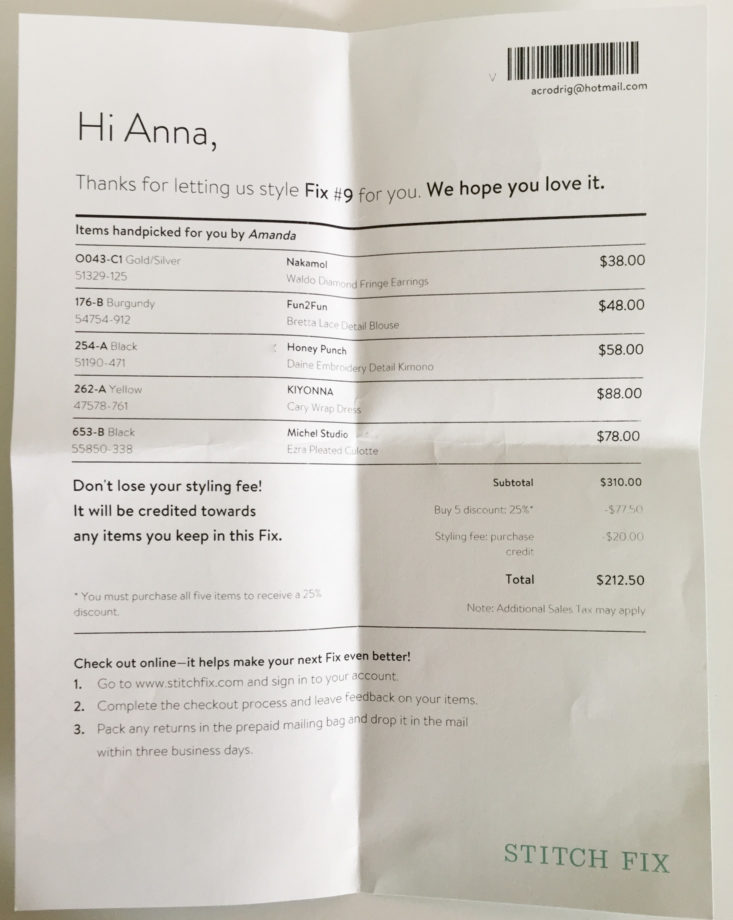 stitch fix plus january 2018 invoice