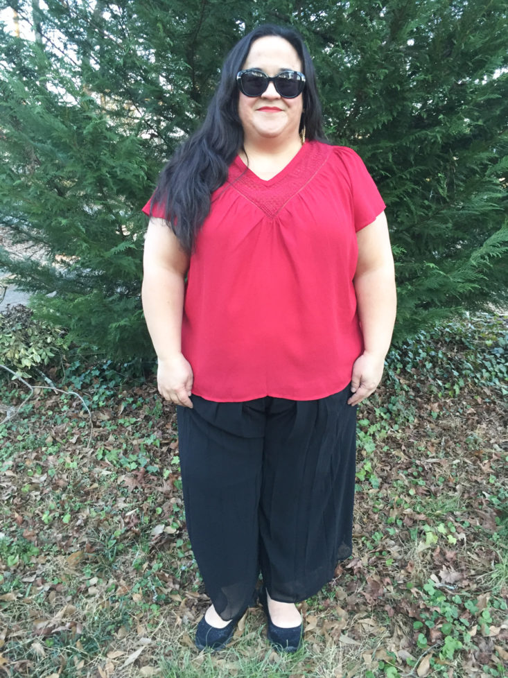 Bretta Lace Detail Blouse by Fun2Fun modeled