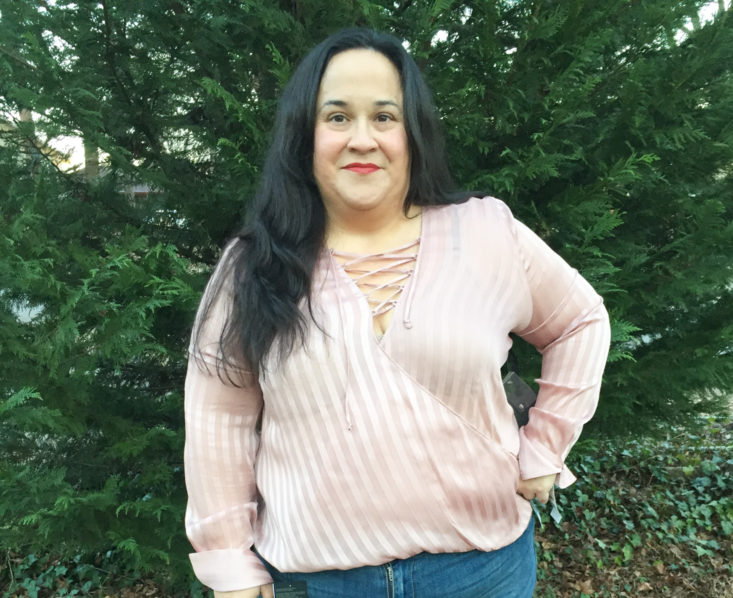 Sheer Shadow Stripe Top by Trouve 