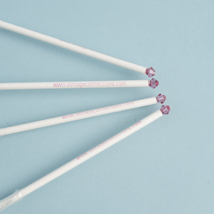 end of Swarovski Crystal Heart Lollipop sticks