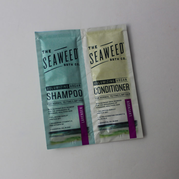 Seaweed Bath Company Moisturizing Argan Shampoo and conditioner sample packets