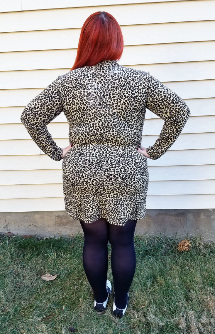 Poison Ivy Rorschach Leopard Print Mini Dress modeled back