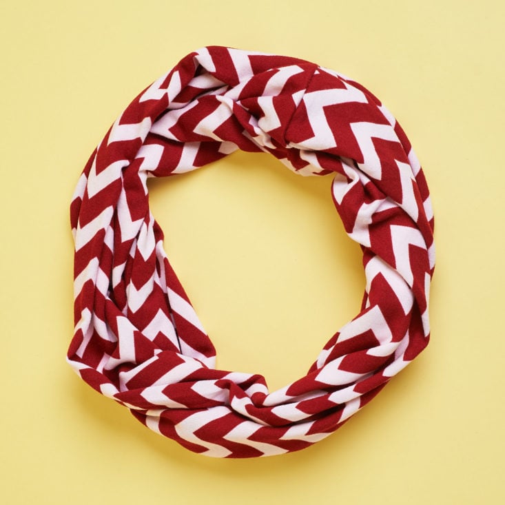 red and white striped infinity scarf