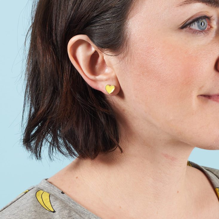 heart earrings on model