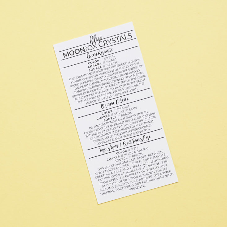 small crystals information card