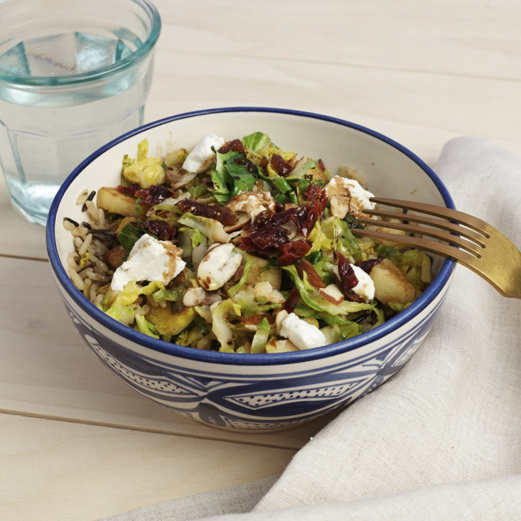 rice and brussels sprouts salad with apple