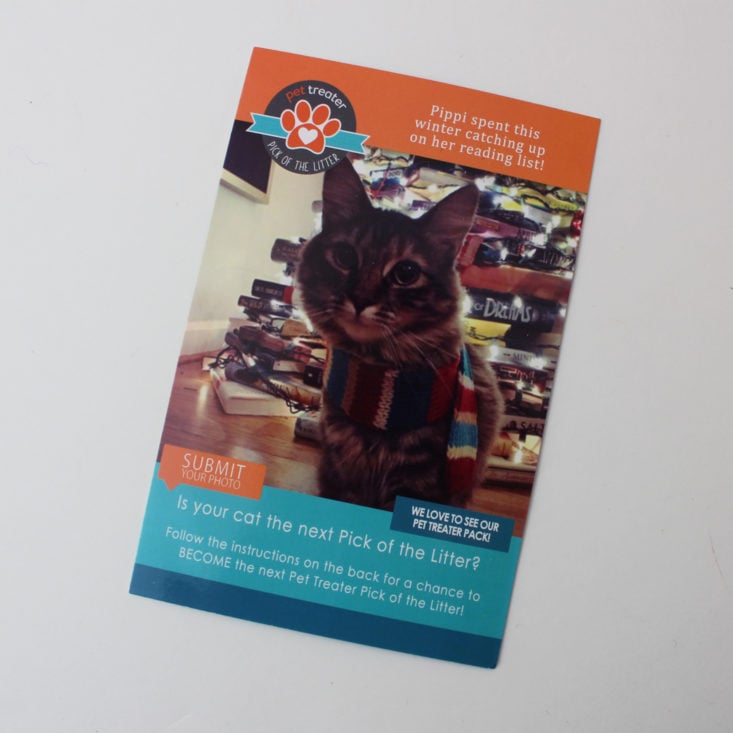 Pet Treater Cat Pack January 2018 Booklet back