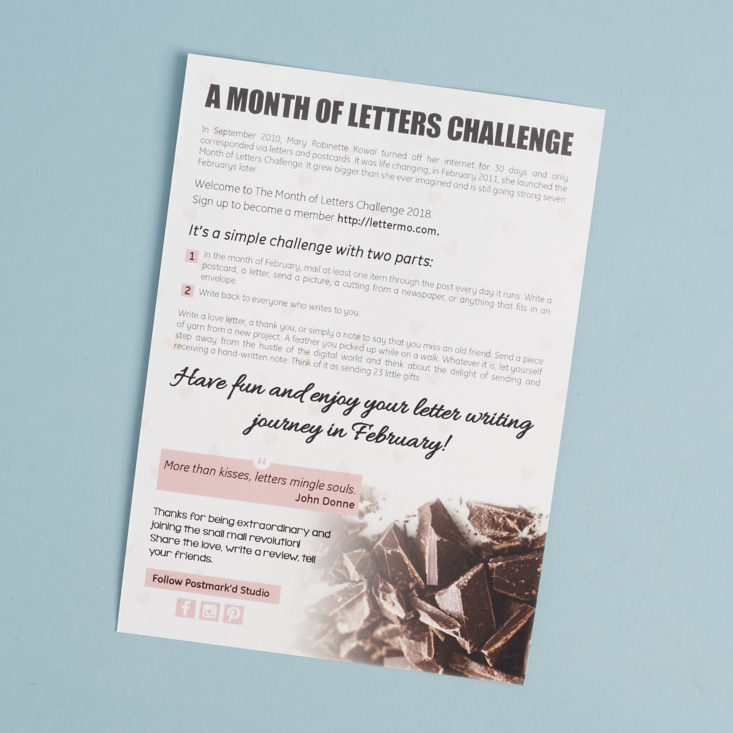 Month of letters challenge information