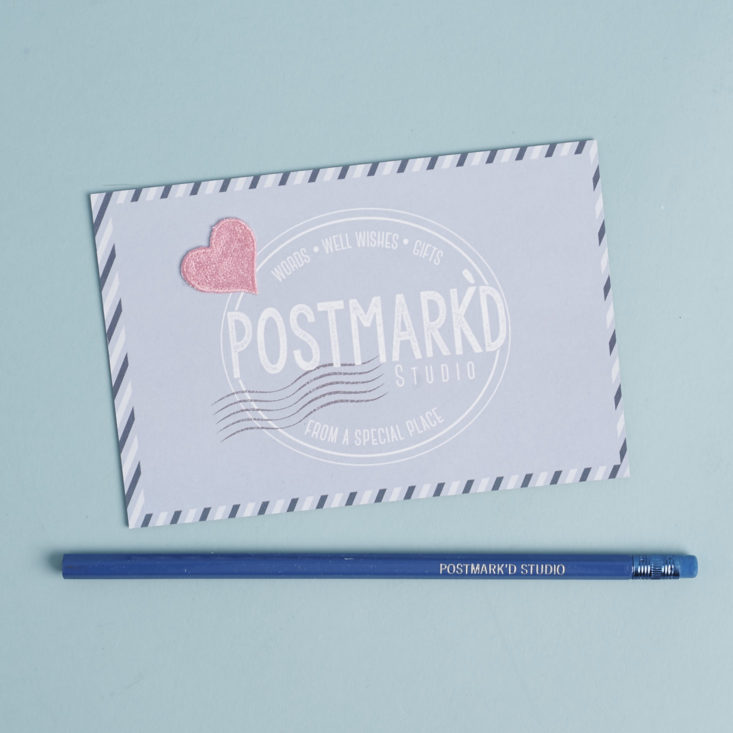 Postmark'd studo postcard + pencil