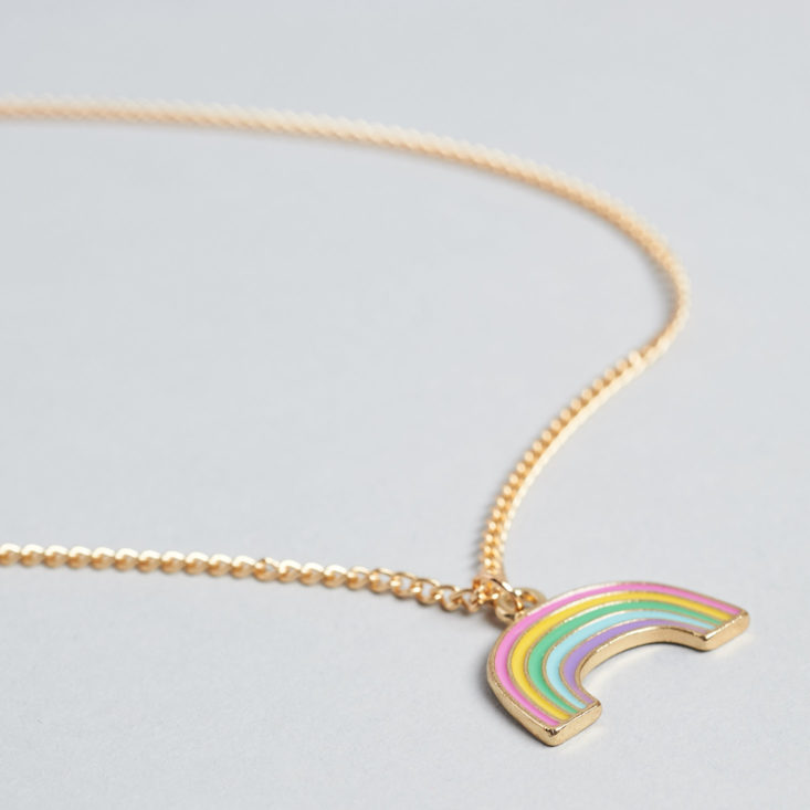 closeup on rainbow pendant
