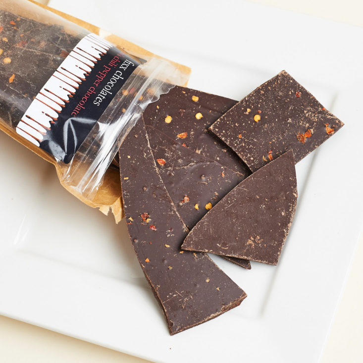 dark chocolate with chili flakes