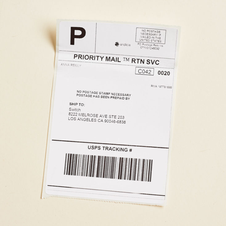 return shipping label