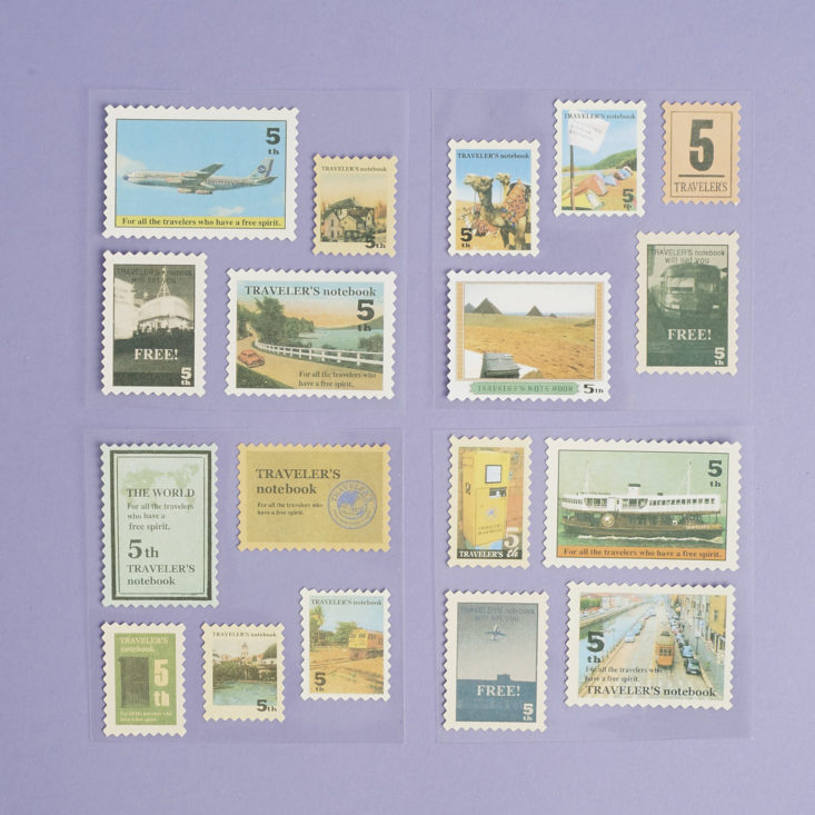 4 sheets of Midori Japan Vintage Traveler's Stickers