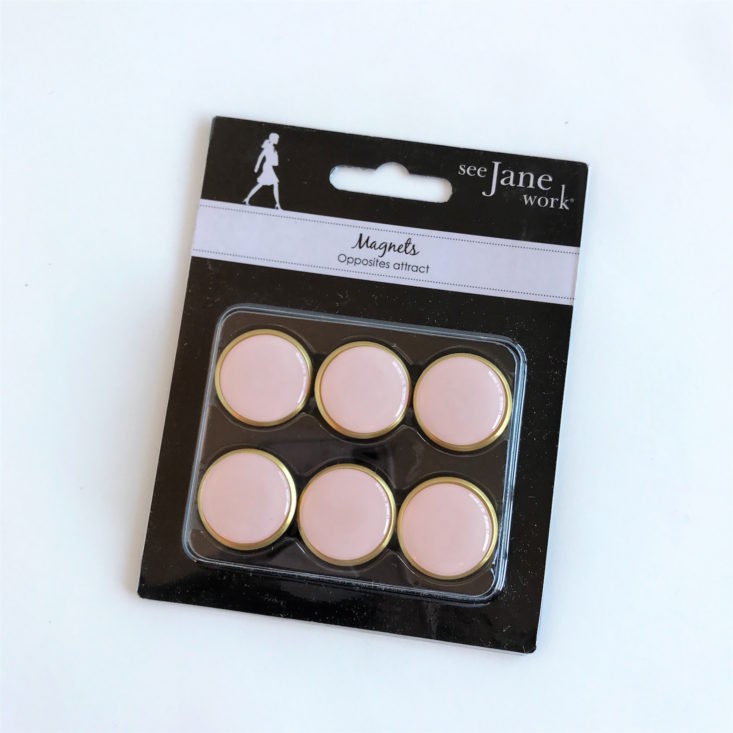 Set of 6 Gold and Pink Tone Magnets in packaging