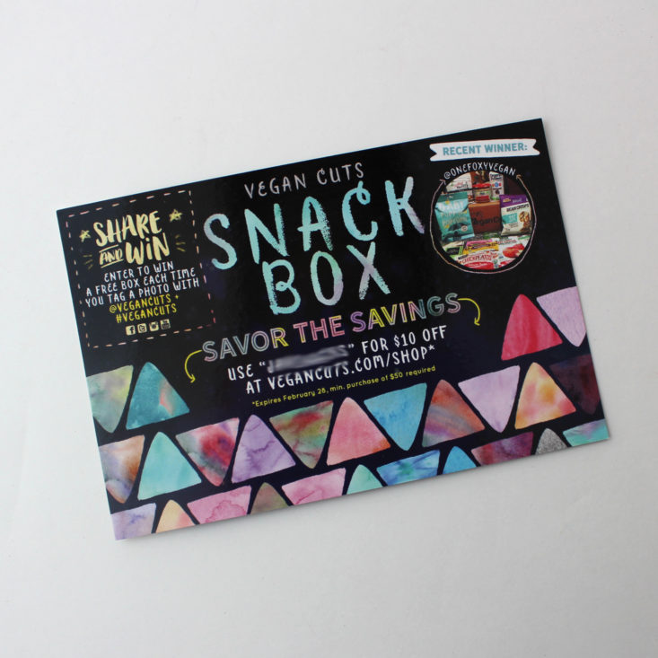 Vegan Cuts Snack January 2018 Booklet Front