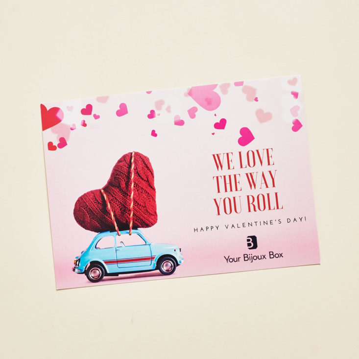 info card for february bijoux box