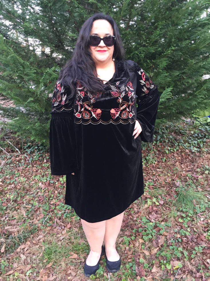 KAKTUS - Long Sleeve Dress with Stitch Detail in Floral Print modeled