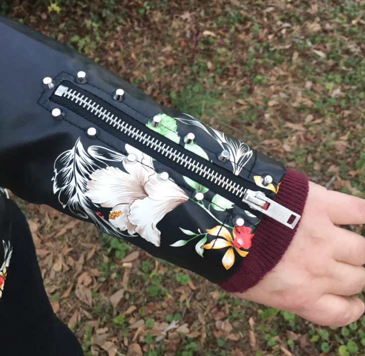 Printed Faux Leather Jacket sleeve
