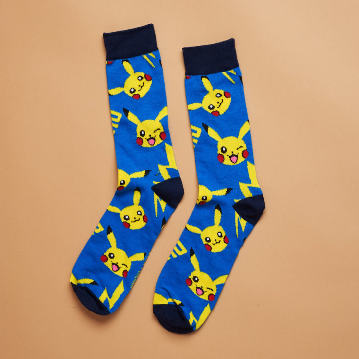 pair of blue pikachu socks side by side
