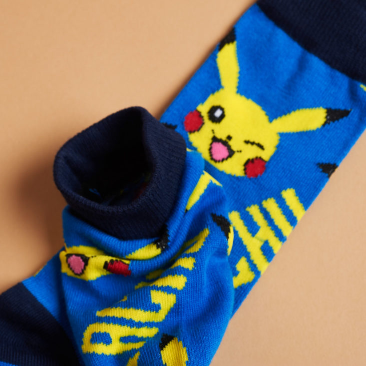 details of blue pikachu socks
