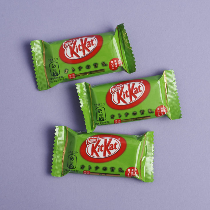 three matcha kitkats