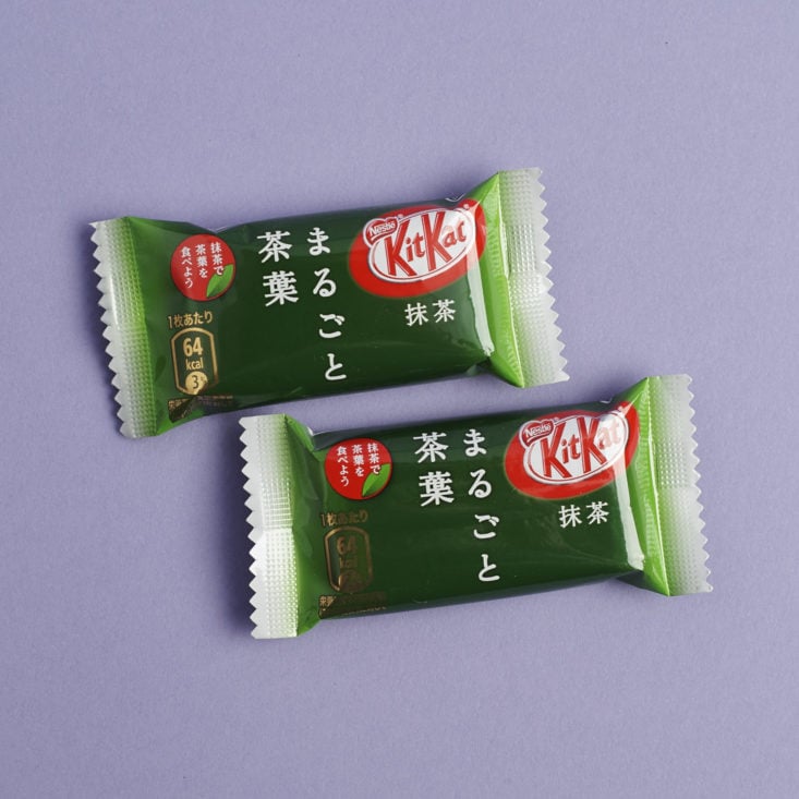 two matcha kitkats