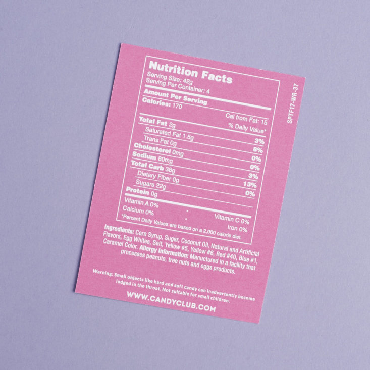 Sweet's S'mores taffy nutritional information