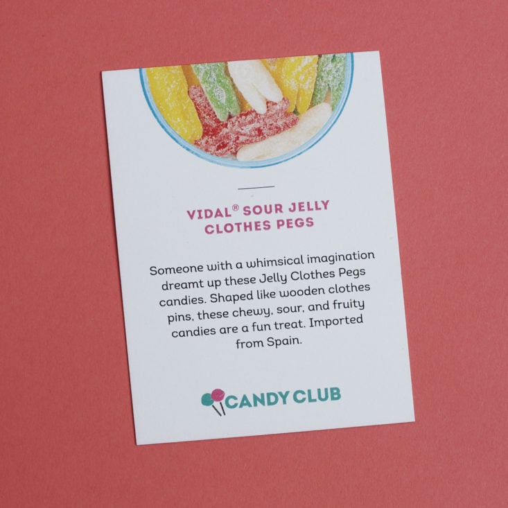 Vidal Sour Jelly Clothes Pegs info card
