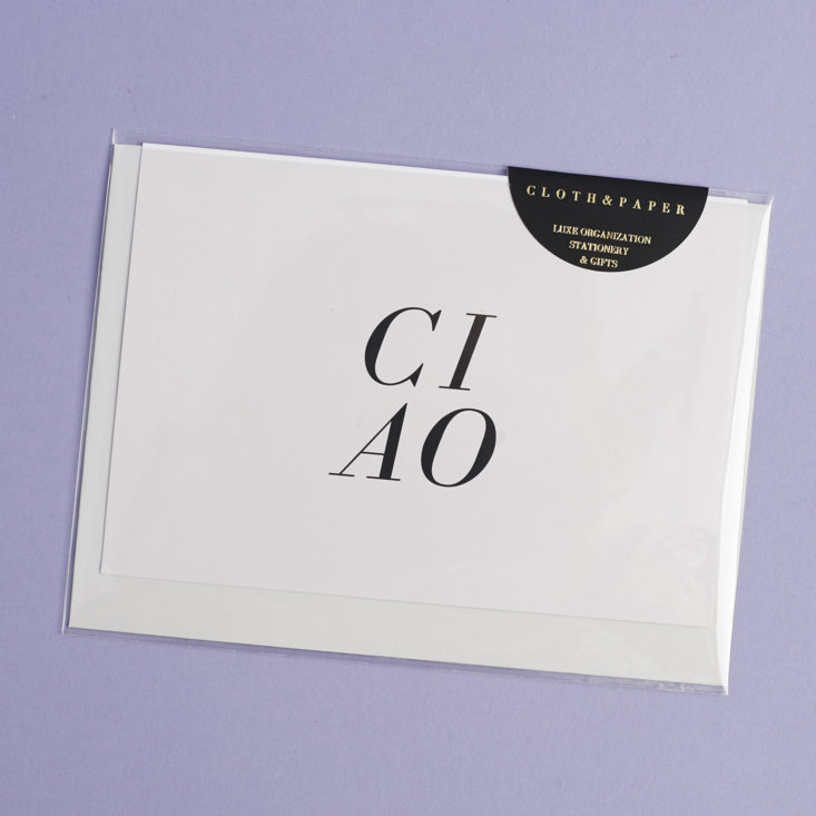 "Ciao" greeting card in package