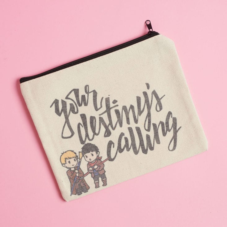 canvas pouch with saying