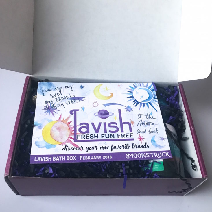 Lavish Beauty Box February 2018 Moonstruck box inside