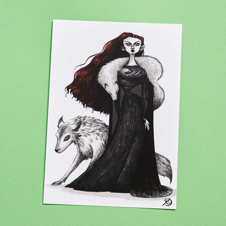 drawing of woman and wolf