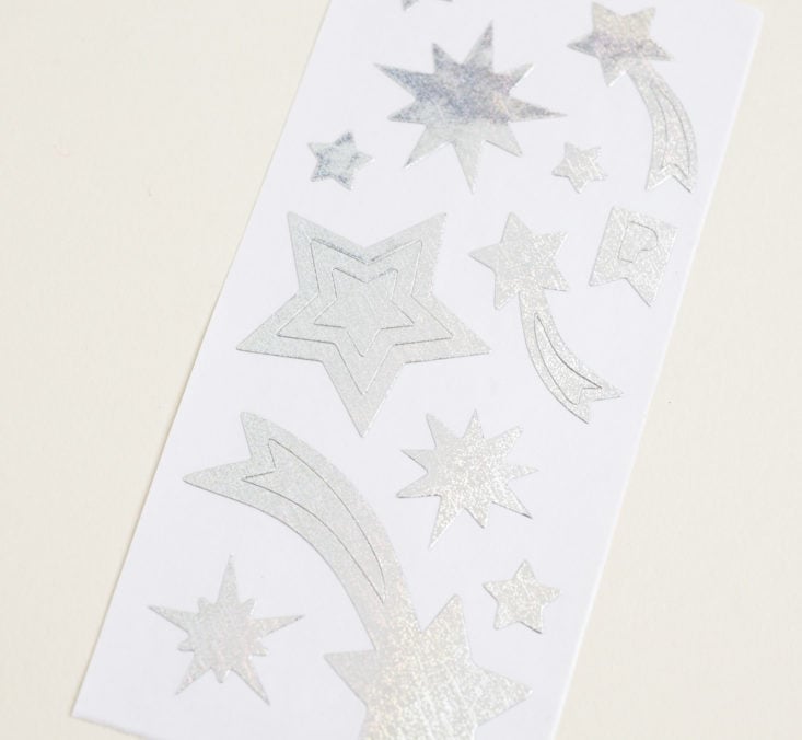close up of holographic star stickers