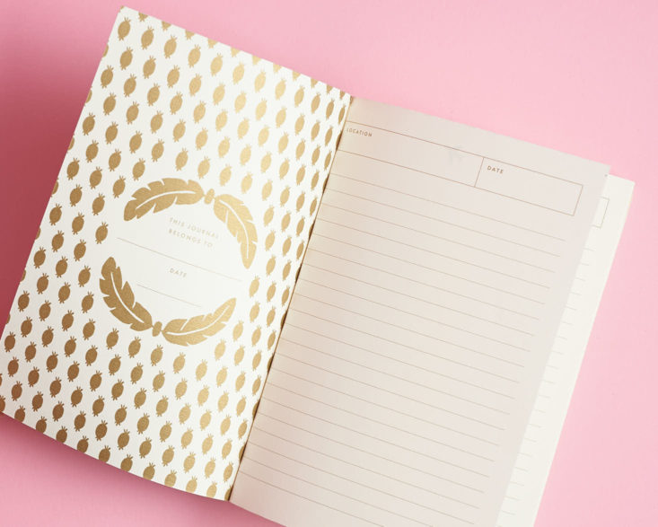 detailed inside cover of journal