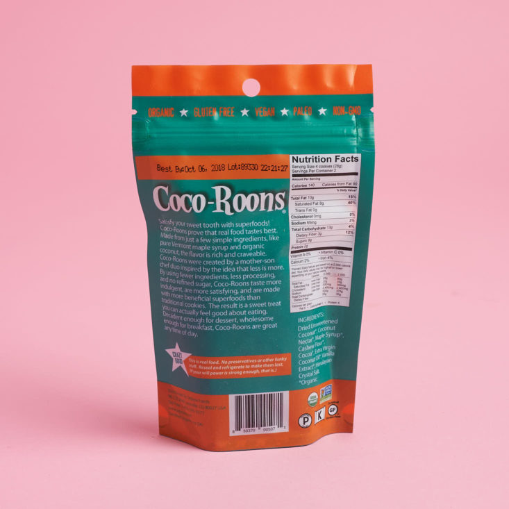 cocoroons ingredients bag