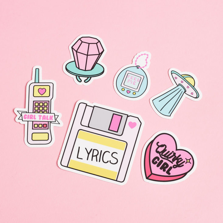quirky crate 90s edition march 2018 retro sticker set