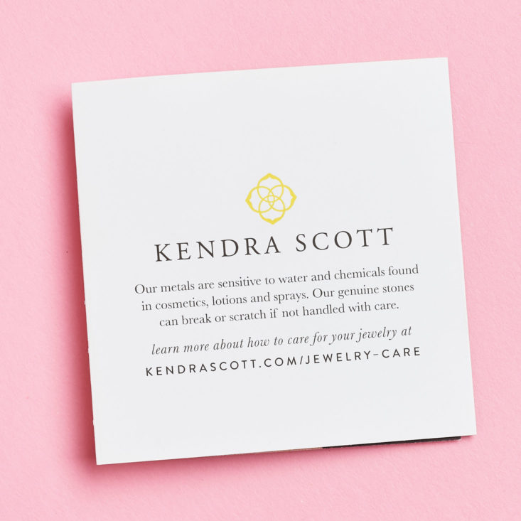 back of kendra scott booklet
